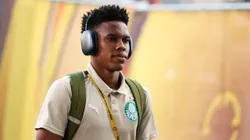 PHILADELPHIA, PENNSYLVANIA - JULY 04: Estevao #41 of Palmeiras arrives prior to the FIFA Club World Cup 2025 quarter final match between SE Palmeiras and Chelsea FC at Lincoln Financial Field on July 04, 2025 in Philadelphia, Pennsylvania. (Photo by Luke Hales/Getty Images)