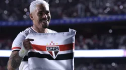 Luciano, jogador do São Paulo, comemora seu gol durante partida contra o Corinthians no estadio Morumbi pelo campeonato Brasileiro A 2025. Foto: Marcello Zambrana/AGIF