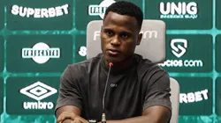 Arias se despediu do Fluminense durante coletiva no CT Carlos Castilho. Foto: Lucas Merçon/Fluminense FC