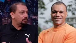 Alê Oliveira, da Rádio Itatiaia, e Denílson, do Grupo Globo. Fotos: Reprodução.