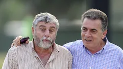 Runco ao lado do dirigente Pelaipe durante treino no Ninho do Urubu em 2013.