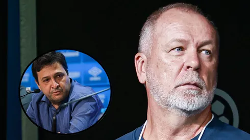 Mano Menezes ao lado de Guerra em montagem. Fotos: Maxi Franzoi/AGIF.