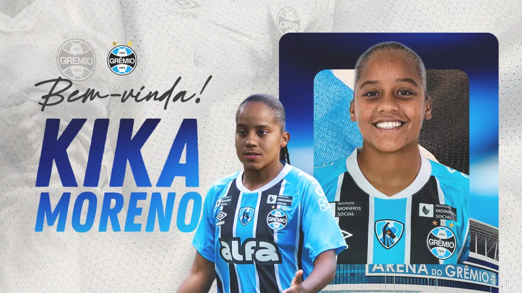 Anúncio de contratação da meia Kika Moreno no Grêmio