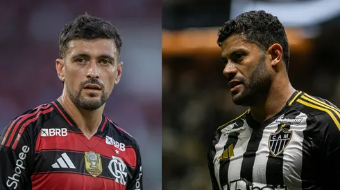 Arrascaeta e Hulk vão se enfrentar neste domingo (27) em Flamengo x Atlético-MG - Foto: Reprodução/AGIF
