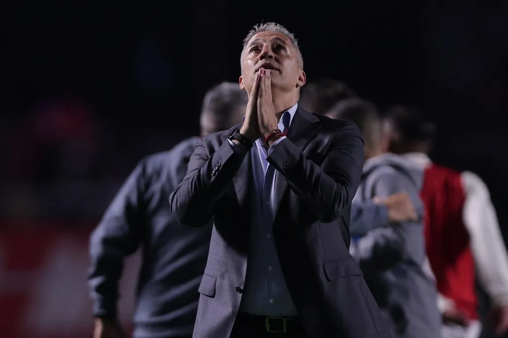 SP – SAO PAULO – 19/07/2025 – BRASILEIRO A 2025, SAO PAULO X CORINTHIANS – Hernan Crespo tecnico do Sao Paulo comemora gol de sua equipe durante partida contra o Corinthians no estadio Morumbi pelo campeonato Brasileiro A 2025. Foto: Ettore Chiereguini/AGIF