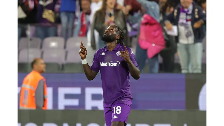 FLORENCE, ITALY - MAY 19: M'Bala Nzola of ACF Fiorentina celebrates after scoring a goal during the Serie A TIM match between ACF Fiorentina and SSC Napoli at Stadio Artemio Franchi on May 19, 2024 in Florence, Italy.(Photo by Gabriele Maltinti/Getty Images)