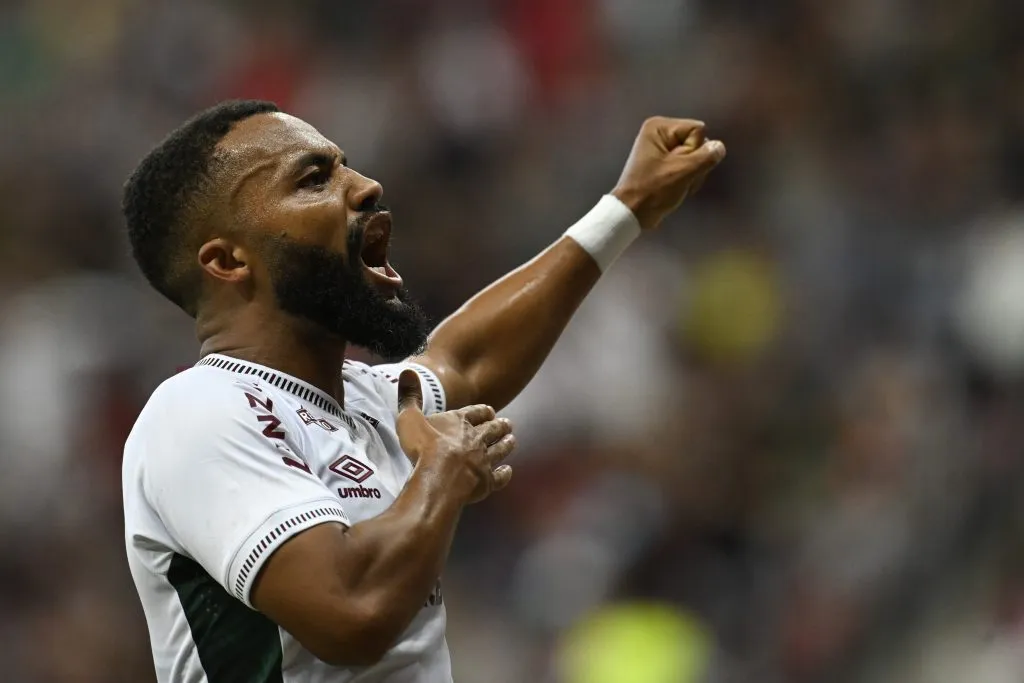 DF – BRASILIA – 21/05/2025 – COPA DO BRASIL 2025, APARECIDENSE X FLUMINENSE – Samuel Xavier jogador do Fluminense comemora seu gol durante partida contra o Aparecidense no estadio Mane Garrincha pelo campeonato Copa Do Brasil 2025. Foto: Mateus Bonomi/AGIF