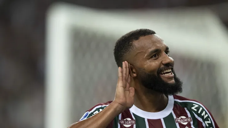 Samuel Xavier jogador do Fluminense comemora seu gol durante partida contra o Union Espanola no estadio Maracana pelo campeonato Copa Sul-americana 2025. Foto: Jorge Rodrigues/AGIF