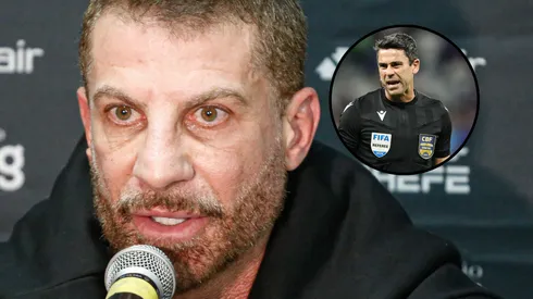 Pedrinho e o árbitro Flávio Rodrigues de Souza. Fotos: Matheus Lima/CRVG e Gilson Lobo/AGIF