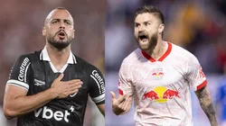 Arthur Cabral e Eduardo Sasha são os protagonistas de Botafogo e RB Bragantino - Fotos: Reprodução/AGIF