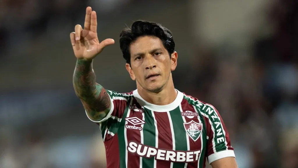 Germán Cano comemorando gol pelo Fluminense. Foto: Jorge Rodrigues/AGIF