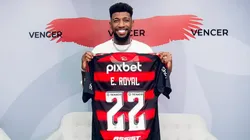 Royal revela clube que torce e tem que se explicar em apresentação no Flamengo (Foto: Adriano Fontes/Flamengo)