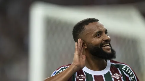 Samuel Xavier jogador do Fluminense comemora seu gol durante partida contra o Union Espanola no estadio Maracana pelo campeonato Copa Sul-americana 2025. Foto: Jorge Rodrigues/AGIF
