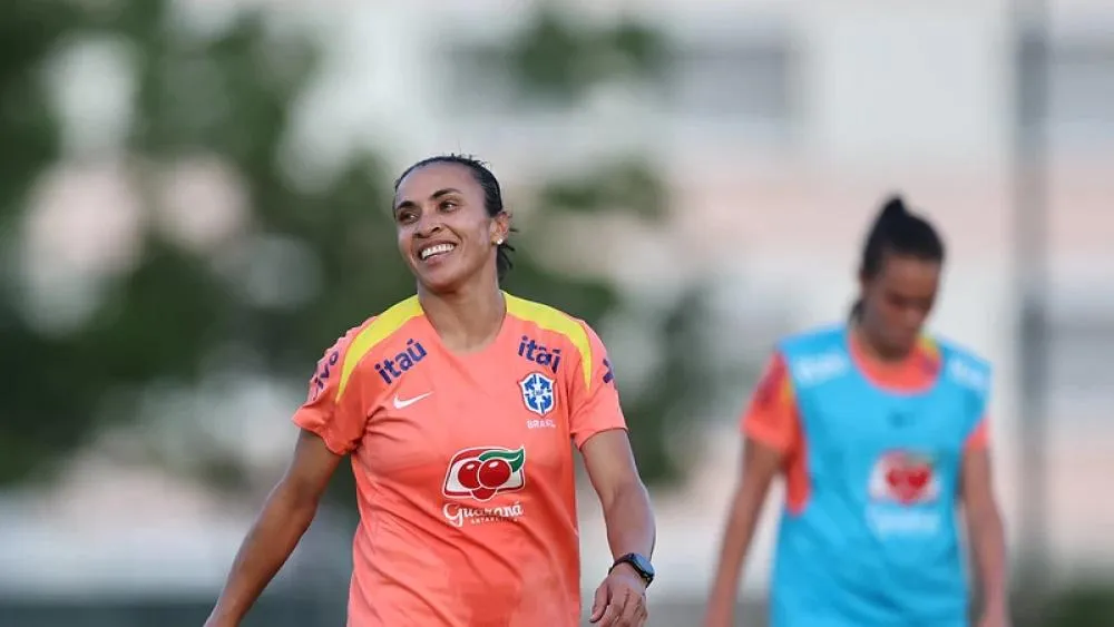 Marta durante treino com a seleção. Foto: Lívia Villas Boas/CBF