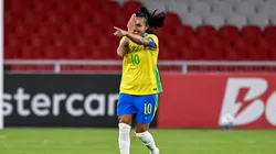 Marta celebra gol contra o Uruguai na Copa América Feminina - Foto: Staff Images Woman/ CONMEBOL
