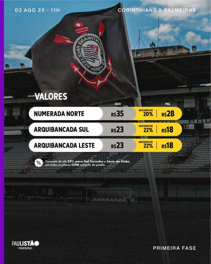 Vendas para o Dérbi. Foto: Divulgação/Meu Timão