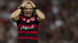 David Luiz, ex-jogador do Flamengo, lamentando durante partida contra o Atletico-MG no estadio Maracana pelo campeonato Brasileiro A 2024. Foto: Jorge Rodrigues/AGIF