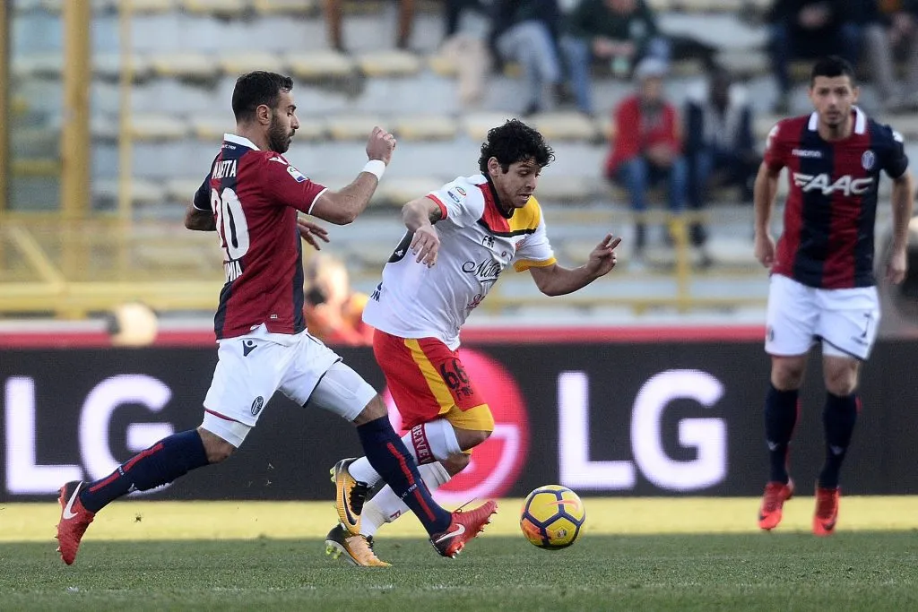 Guilherme Marques quando atuava pelo Benevento, no campeonato italiano (Foto: Iguana Press/Getty Images)