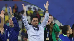 QUITO, ECUADOR - AUGUST 2: Head Coach Arthur Ribas of Brazil gestures after the CONMEBOL Copa America Femenina 2025 Final match between Colombia and Brazil at Rodrigo Paz Delgado Stadium on August 2, 2025 in Quito, Ecuador. (Photo by Franklin Jacome/Getty Images)
