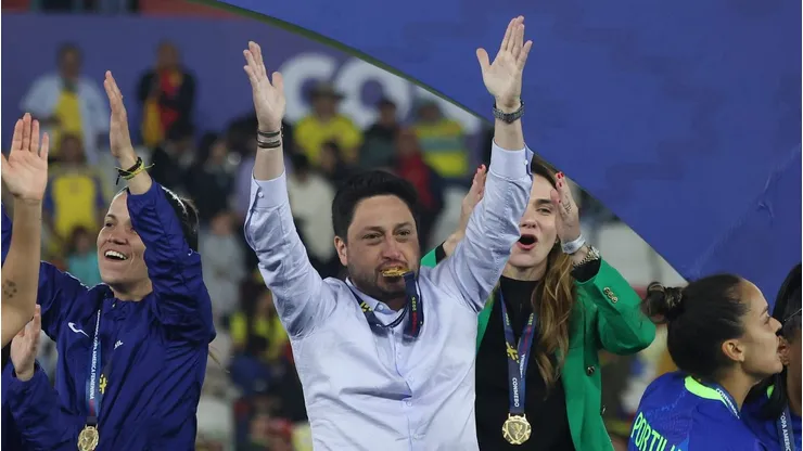 QUITO, ECUADOR - AUGUST 2: Head Coach Arthur Ribas of Brazil gestures after the CONMEBOL Copa America Femenina 2025 Final match between Colombia and Brazil at Rodrigo Paz Delgado Stadium on August 2, 2025 in Quito, Ecuador. (Photo by Franklin Jacome/Getty Images)