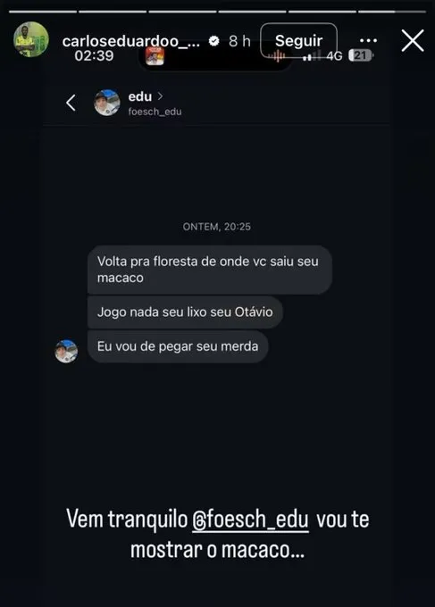 Print de Carlos Eduardo – Foto: Reprodução/Instagram