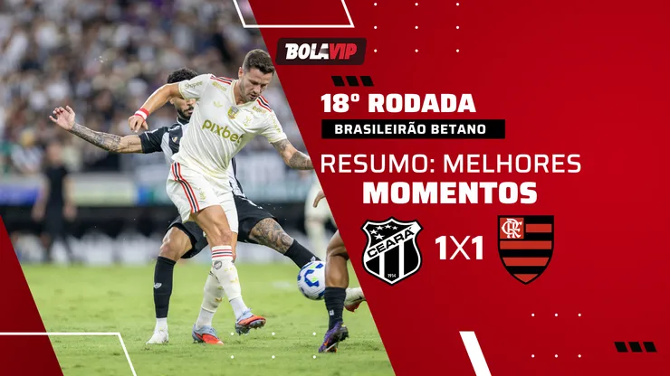 Ceará e Flamengo empatam no Castelão pela 18º rodada do Brasileirão Betano. Foto: AGIF.