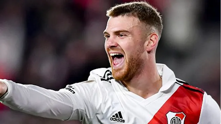 Lucas Beltrán durante partida entre River Plate e Racing, pelo Campeonato Argentino, em 2023. Foto: Marcelo Endelli