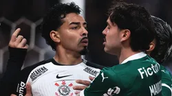 Matheus Bidu e Maurício discutindo no jogo de ida das oitavas da Copa Betano do Brasil, na Neo Química Arena.