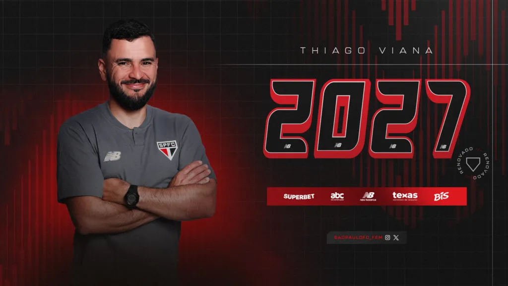 Anúncio de renovação de Thiago Viana no São Paulo
