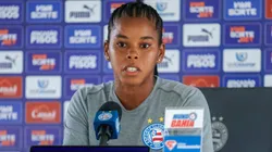 Suelen concedeu entrevista sobre a partida - Foto: Rafael Rodrigues/ E.C Bahia