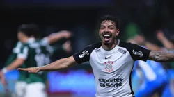 SP - SAO PAULO - 06/08/2025 - COPA DO BRASIL 2025, PALMEIRAS X CORINTHIANS - Matheus Bidu jogador do Corinthians comemora seu gol durante partida contra o Palmeiras no estadio Arena Allianz Parque pelo campeonato Copa Do Brasil 2025. Foto: Ettore Chiereguini/AGIF