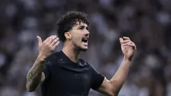 Gustavo Henrique jogador do Corinthians durante partida contra o Santos no estadio Arena Corinthians pelo campeonato Paulista 2025. Foto: Marcello Zambrana/AGIF