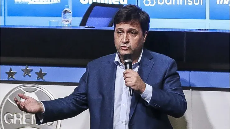Alberto Guerra presidente do Gremio durante em coletiva de imprensa realizada no Arena do Gremio. Foto: Fernando Alves/AGIF