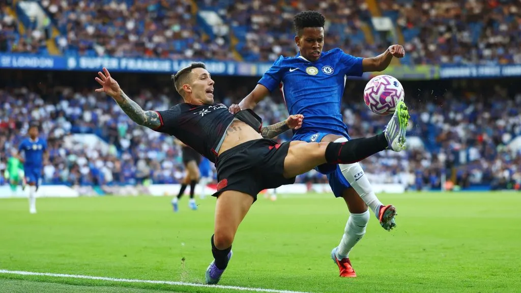 Estêvão pelo Chelsea. (Photo by Bryn Lennon/Getty Images)