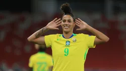 QUITO, ECUADOR - JULY 29: Amanda Gutierres of Brazil celebrates after scoring the team's fourth goal during the CONMEBOL Copa America Femenina 2025 Semifinal match between Brazil and Uruguay at Rodrigo Paz Delgado Stadium on July 29, 2025 in Quito, Ecuador. (Photo by Franklin Jacome/Getty Images)