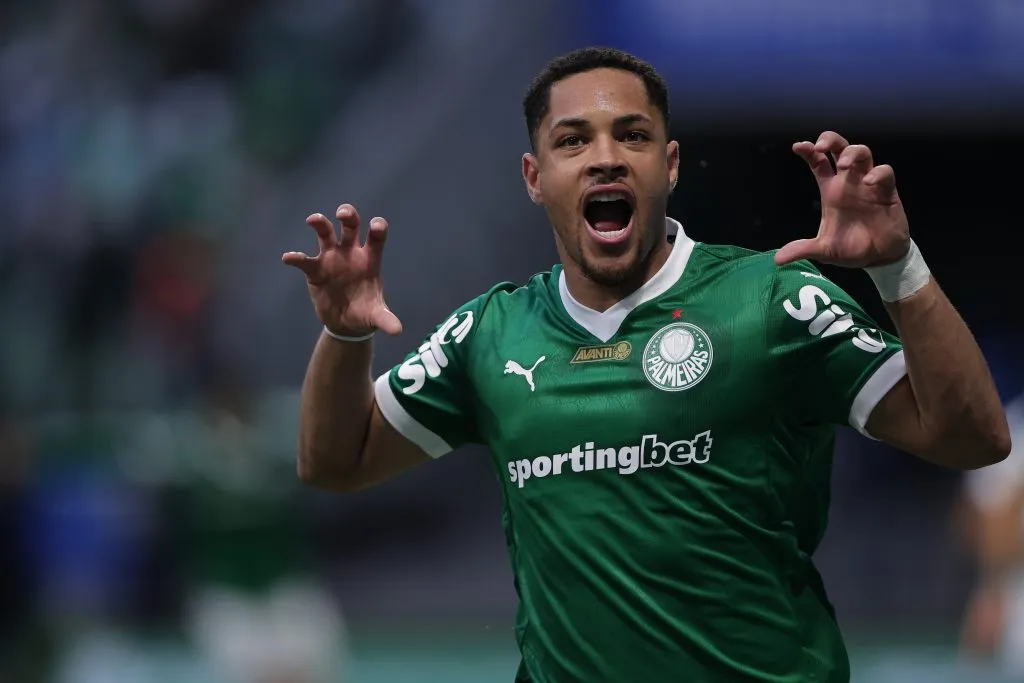 Vitor Roque marcou mais um gol pelo Palmeiras. Foto: Ettore Chiereguini/AGIF