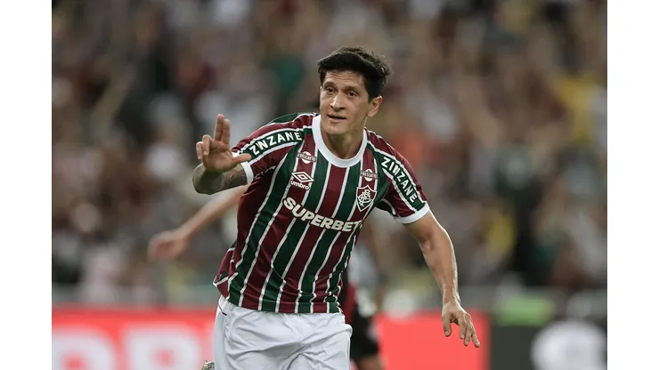 RJ - RIO DE JANEIRO - 20/04/2025 - BRASILEIRO A 2025, FLUMINENSE X VITORIA - German Cano jogador do Fluminense comemora seu gol durante partida contra o Vitoria no estadio Maracana pelo campeonato Brasileiro A 2025. Foto: Thiago Ribeiro/AGIF