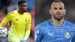 Carlos Miguel e Weverton disputarão a titularidade no Palmeiras - Fotos: Getty Images e AGIF