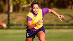 Jogadora do Corinthians durante treino. Foto: Rodrigo Gazzanel/Corinthians