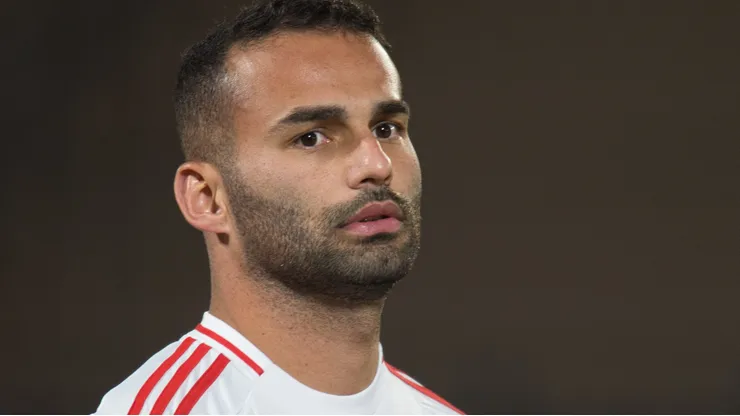 Thiago Maia antes de partida entre Red Bull Bragantino e Flamengo, no Estádio Cícero De Souza Marques, pelo Brasileirão.