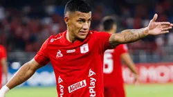 Cristian Barrios durante partida contra o Corinthians, no Estádio Olímpico Pascual Guerrero, pela Copa Sul-Americana. Foto: Mauricio Duque/Eurasia Sport Images