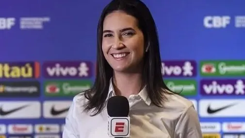 Mariana Spinelli durante reportagem. Foto: Reprodução/ESPN