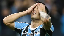 Franco Cristaldo, meia-atacante do Grêmio em partida do campeonato brasileiro