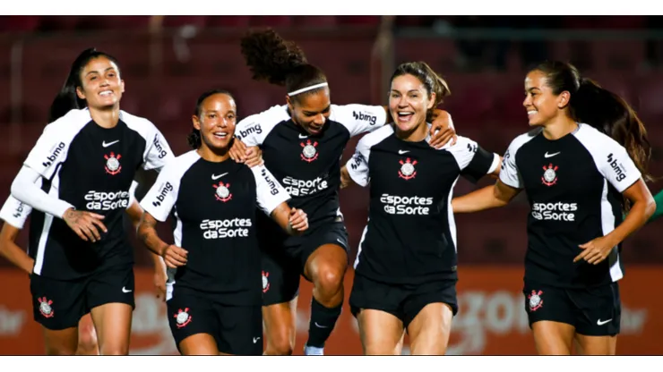 Jogadoras do Corinthians comemorando gol. Foto: Reprodução