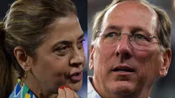 Leila Pereira e John Textor durante partidas de seus times. Fotos: Thiago Ribeiro/AGIF