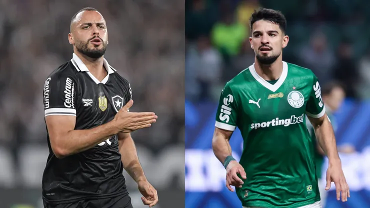 Botafogo, segundo comentaristas do Grupo Globo, é favorito contra o Palmeiras. Fotos: Thiago Ribeiro/AGIF e Marcello Zambrana/AGIF.