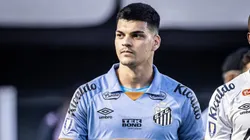Gabriel Brazão, goleiro do Santos em partida pelo campeonato brasileiro