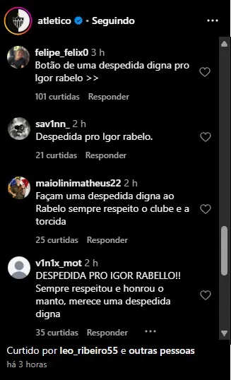 Printe redes sociais do Galo com comentários da torcida