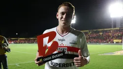 Mayk jogador do Sao Paulo durante a partida entre Sport e Sao Paulo na Ilha do Retiro em Recife (PE), pelo Campeonato Brasileiro da Serie A 2025. Foto: Marlon Costa/AGIF