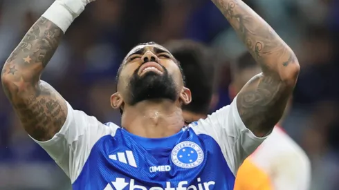 Gabriel Barbosa, Gabigol, jogador do Cruzeiro lamenta durante partida contra o CRB no estadio Mineirao pelo campeonato Copa Do Brasil 2025.